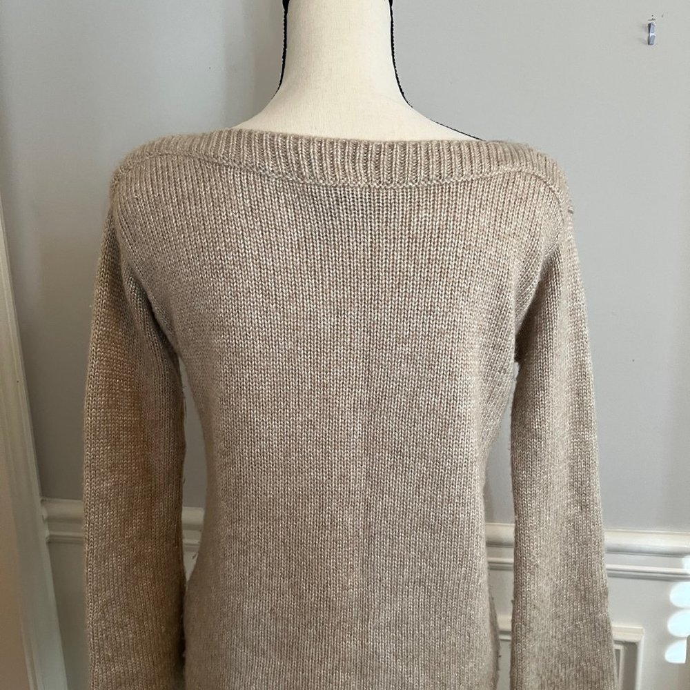 WHITE HOUSE BLACK MARKET Pullover Gold Sparkle Wool Blend Boat Neck X-Small - Picture 3 of 3